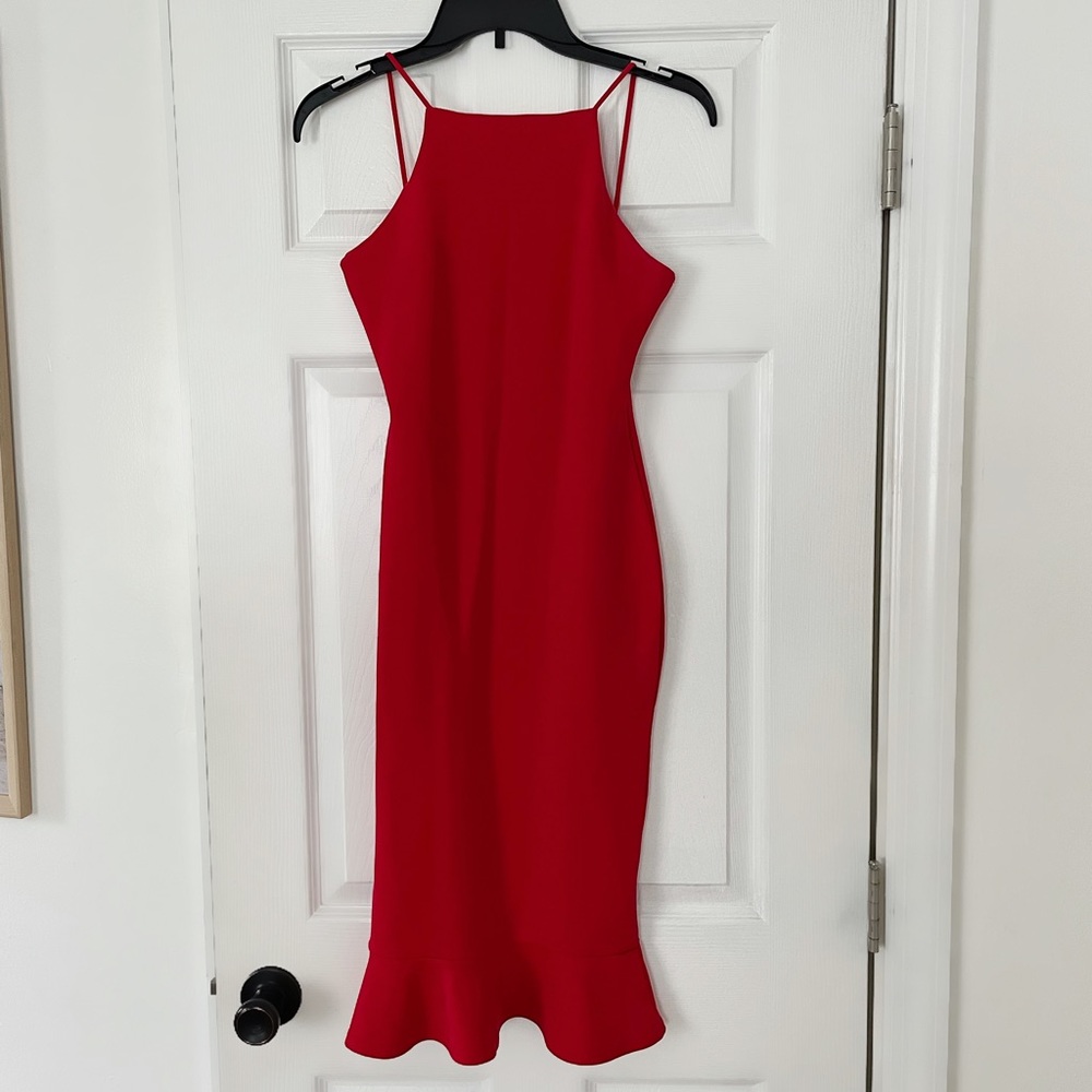 Red midi dress